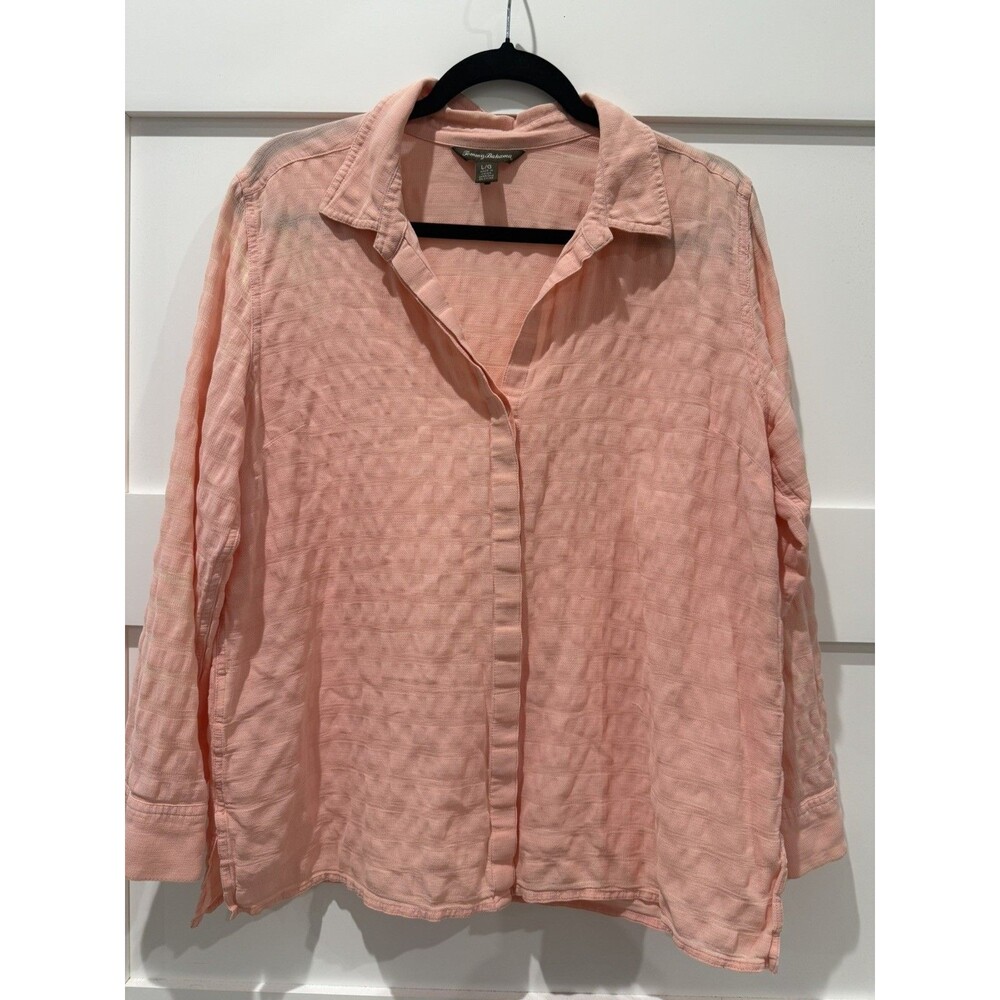 Tommy Bahama Top Womens  button up size large Pink Long Sleeve Cotton - Picture 6 of 10